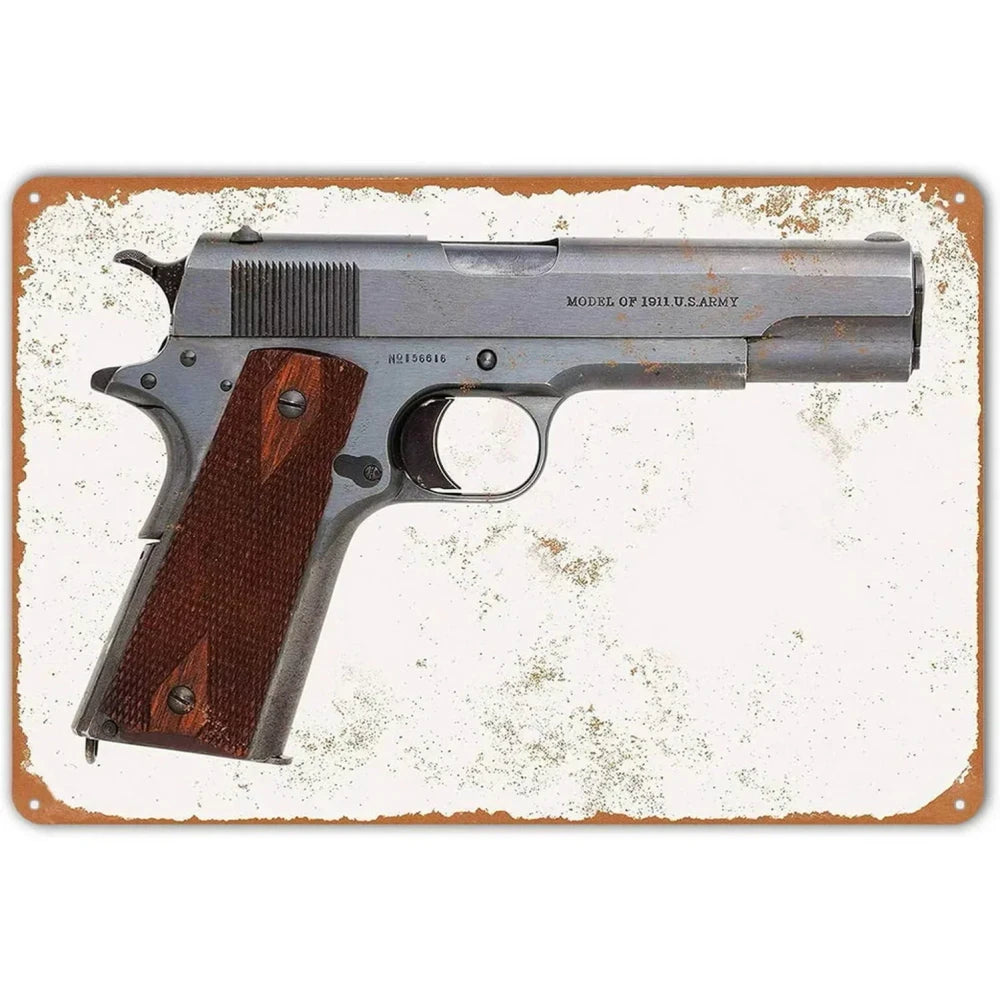 Pistol Metal Sign