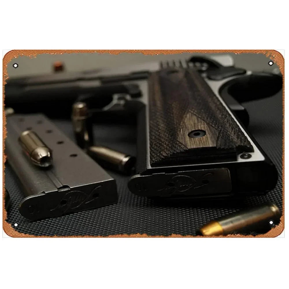 Pistol Metal Sign