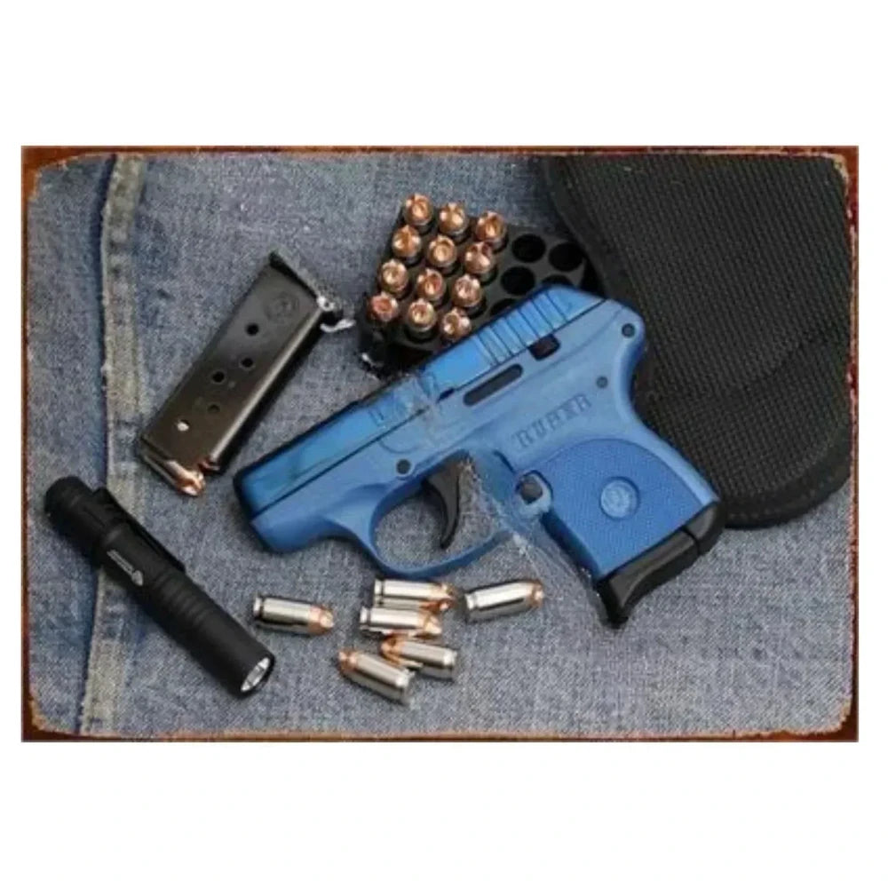 Pistol Metal Sign