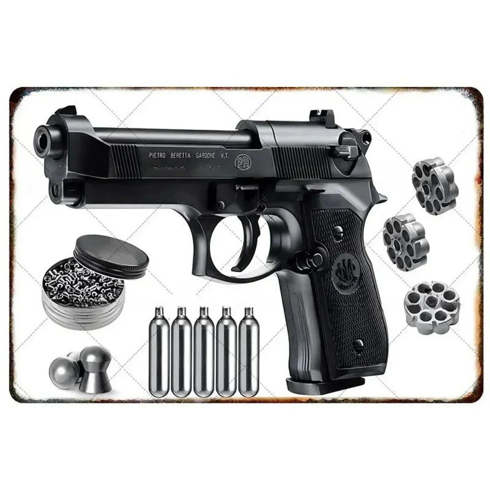 Pistol Metal Sign