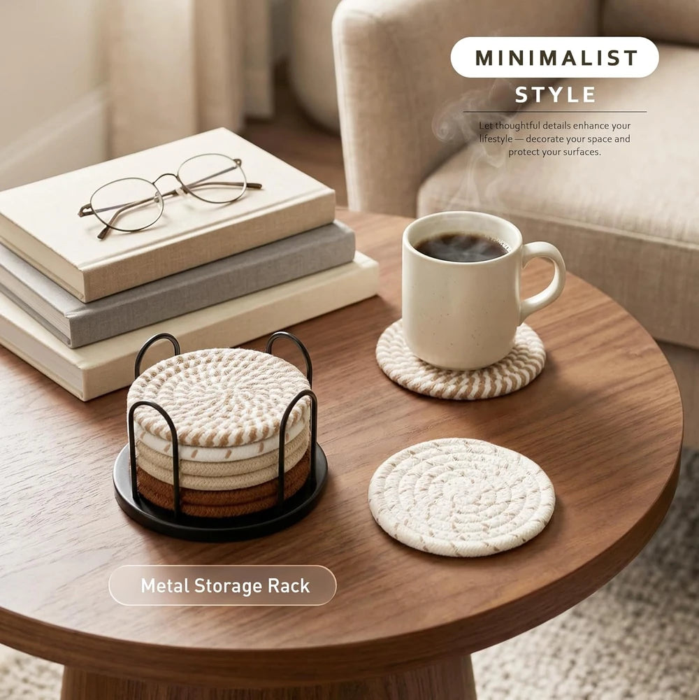 Cotton Linen Coasters Set of 8