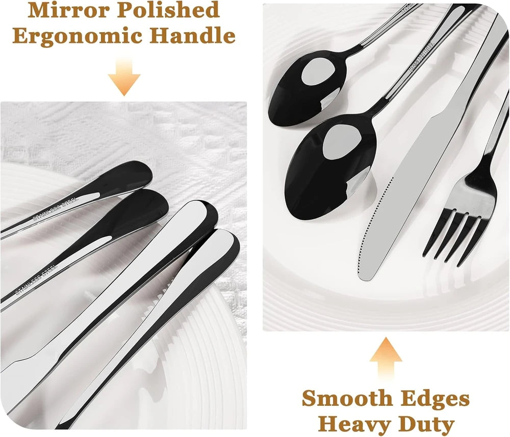 Astercook Black Silverware Set