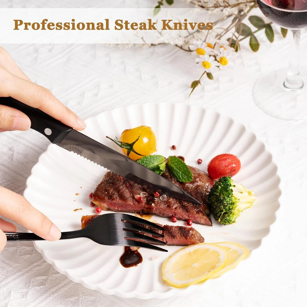 Astercook Black Silverware Set