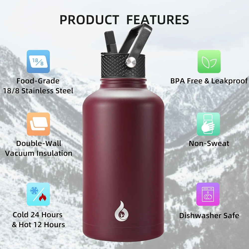 BJPKPK Half Gallon Insulated Water Bottle